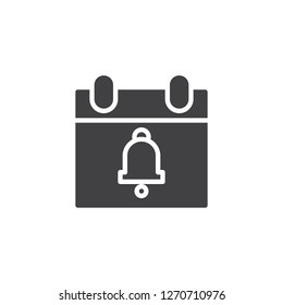 Reminder calendar vector icon. filled flat sign for mobile concept and web design. Calendar with bell simple solid icon. Symbol, logo illustration. Pixel perfect vector graphics