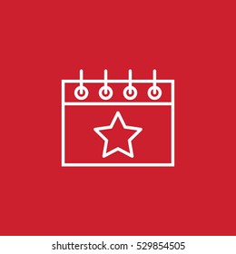 reminder calender date schedule plan date holiday day appointment white on red background outline thin line vector icon