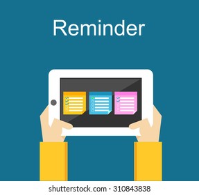 Reminder concept. Reminder application on mobile phone.
