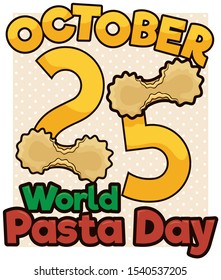 Reminder date decorated with delicious farfallines to celebrate World Pasta Day this October 25.