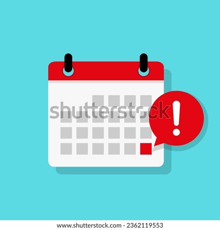 Reminder deadline calendar icon vector in flat style. Event sign symbol