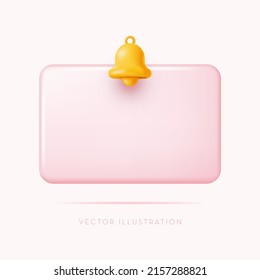 Erinnerungsdesign. Symbol Benachrichtigungen 3D-Vektorsymbol in minimalem Stil