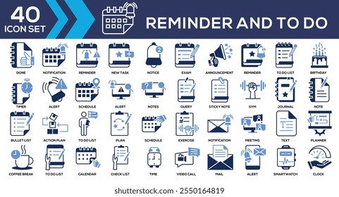Reminder and To Do Glyph Color Icon Set Collection
