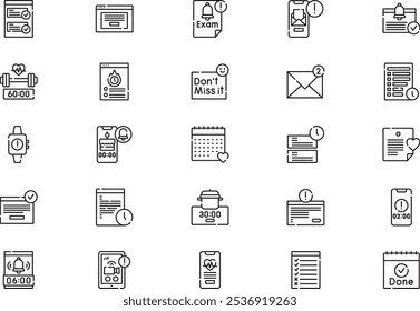 Reminder and to do icons collection is a vector illustration with editable stroke.