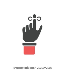 Reminder hand with string tied icons  symbol vector elements for infographic web
