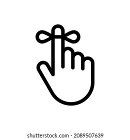 reminder hand with string tied vector icon isolated on white background