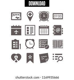 reminder icon. 16 reminder vector set. hospital pin, bookmark, note and calendar icons for web and design about reminder theme