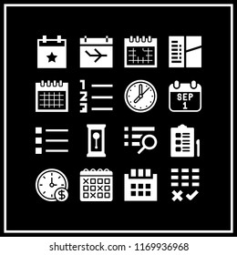 reminder icon. 16 reminder vector set. wall clock, clock, monthly calendar and checklist icons for web and design about reminder theme