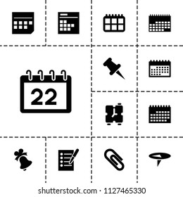 Reminder icon. collection of 13 reminder filled icons such as calendar, alarm, pin, check list, clip. editable reminder icons for web and mobile.