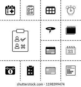 Reminder icon. collection of 13 reminder filled and outline icons such as medical appointment, calendar, check list, pin. editable reminder icons for web and mobile.
