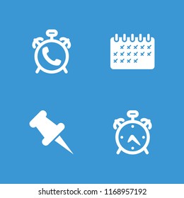Reminder icon. collection of 4 reminder filled icons such as alarm, pin. editable reminder icons for web and mobile.