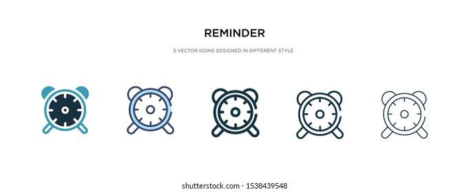 reminder icon in different style vector illustration. two colored and black reminder vector icons designed in filled, outline, line and stroke style can be used for web, mobile, ui