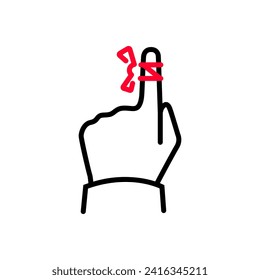 Reminder icon. Hand with a red bow as a reminder symbol. Vector illustration flat design. Isolated on a white background. Forgetfulness.