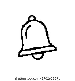 Ícone de lembrete da campainha de alerta de notificação no contorno de pixel-art