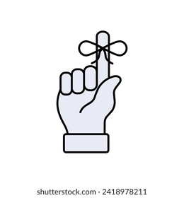 Reminder Icon. Roped Finger, Forefinger  Gesture Symbol.