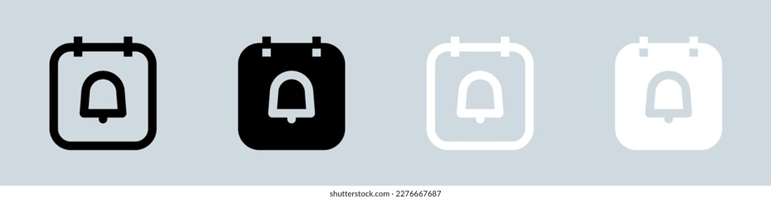 Reminder icon set in black and white. Alert signs vector illustration.