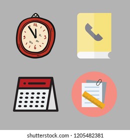 reminder icon set. vector set about note, agenda, clock and calendar icons set.