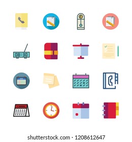 reminder icon set. vector set about calendar, agenda, list and alarm clock icons set.