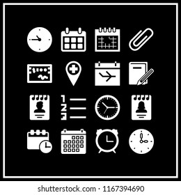 reminder icon. This set with diary, wall clock, alarm clock and check vector icons for mobile and web