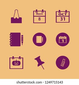 reminder icon. reminder vector icons set march calendar, notebook pencil, push pin and first september calendar