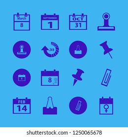 reminder icon. reminder vector icons set paper clip, push pin, march calendar and halloween date on calendar