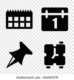 Reminder icons set. set of 4 reminder filled icons such as calendar, alarm