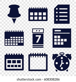 Reminder icons set. set of 9 reminder filled icons such as calendar 7 date, calendar, paper, alarm