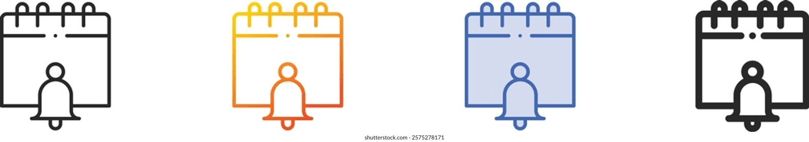 reminder icon.Thin Linear, Gradient, Blue Stroke and bold Style Design Isolated On White Background