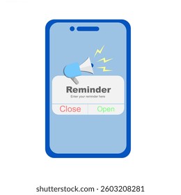 Reminder Illustration, Notification page. Business planning, events, reminders and schedules with flat view. time reminder concept.
