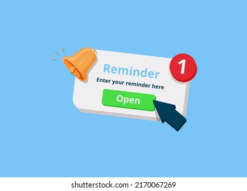 Ilustración de recordatorio, página Notificaciones con elementos flotantes. Planificación de negocios, eventos, recordatorio y horario. Ilustración vectorial