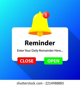 Reminder Illustration, Notifications page with floating elements. Business planning ,events, reminder and timetable  Vector Illustration
