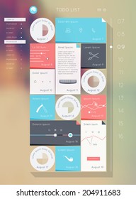 Reminder Interface. Flat UI Design. Vector Eps 10. Todo List.