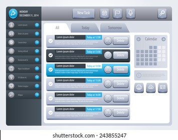 Reminder interface. Templates for website or applications. Vector eps 10.