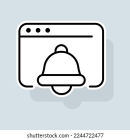 Reminder line icon. Ringtone, message, alarm, unread, phone icon, bell, alarm jingle, clock, notification, call. Sound concept. Vector sticker line icon on white background
