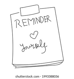 reminder love yourself on greeting design isolated on white background