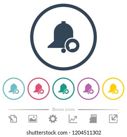 Reminder message flat color icons in round outlines. 6 bonus icons included.