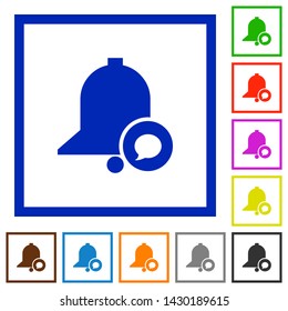 Reminder message flat color icons in square frames on white background