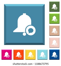 Reminder message white icons on edged square buttons in various trendy colors
