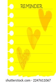 Reminder. note. love. list. sticky paper.sheet of paper.romantic message.valentines. romantic. design.vintage paper.