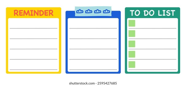 Reminder, Notes, and To-Do List Templates for Organization and Productivity, Featuring Bright and Practical Designs for Scheduling, Task Management, and Goal Setting