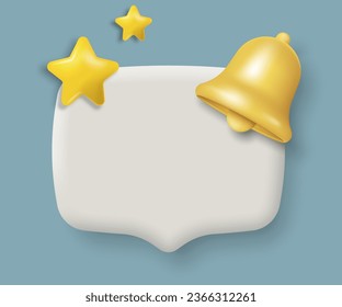 Aviso recordatorio de burbuja de chat con campana aislada en fondo blanco. Ilustración vectorial. Eps 10.
