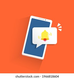 Concepto de notificación de recordatorio. Aviso de recordatorio en la pantalla del smartphone. Ilustración vectorial en estilo plano