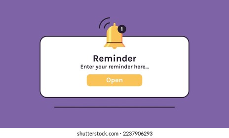 Reminder, notification page with floating elements and business planning, events, timetable flat vector illustration.