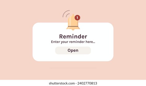 Reminder, notification page with floating elements and business planning, events, timetable flat vector illustration.
