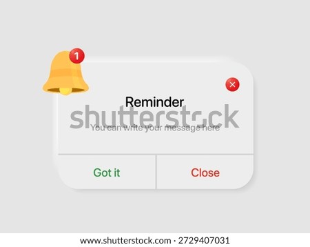 Reminder notification pop up template. Business planning ,events, reminder and timetable page vector illustration EPS10.