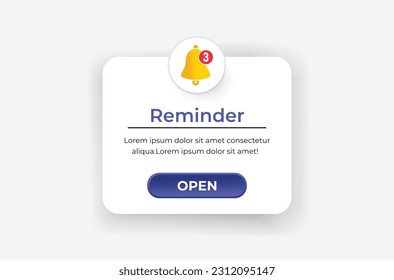 Reminder notification popup design template
