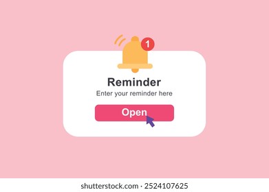 Reminder Notifications page with
floating elements. Business planning ,events, reminder and timetable vector illustration.