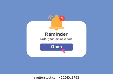 Reminder Notifications page with floating elements. Business planning ,events, reminder and timetable vector illustration.