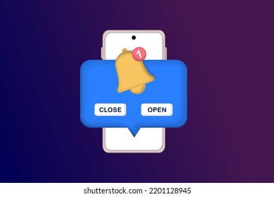 Recordatorio, página de notificaciones, aviso de aviso. Alerta para planificación de negocios, email marketing, publicidad en línea, eventos importantes empujando, recordatorio de calendario y concepto de horarios. Ilustración vectorial 3D.