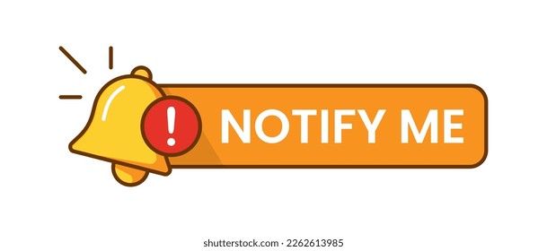 reminder, notify me button with bell notification flat design icon vector illustration